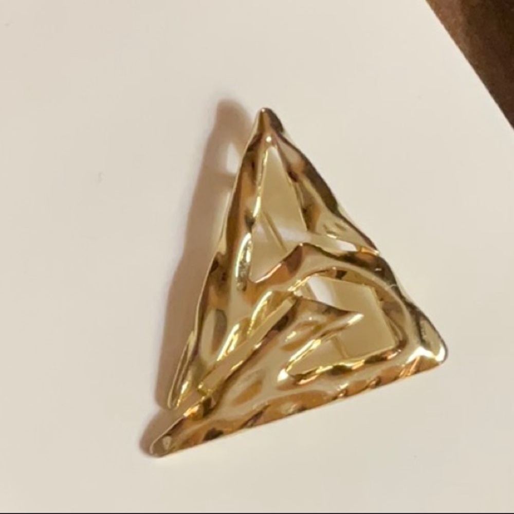 Torino Bold Sculptural Modernist Pin Gold. Tone Metal